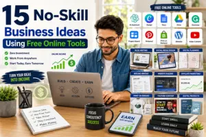 Top 15 No-Skill Business Ideas Using Free Online Tools to Make Money Online