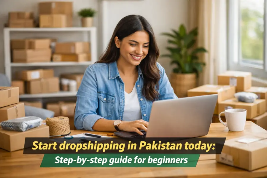 Young entrepreneur managing dropshipping store in Pakistan from home